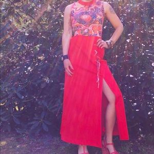 Vintage 1960s paisley maxi dress XS 60s